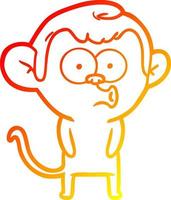 warm gradient line drawing cartoon hooting monkey vector