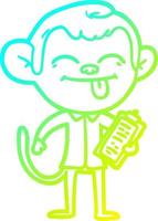 cold gradient line drawing funny cartoon monkey vector