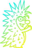 cold gradient line drawing cartoon spiky hedgehog vector