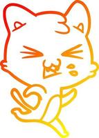 warm gradient line drawing cartoon cat hissing vector