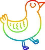 rainbow gradient line drawing cartoon bird vector