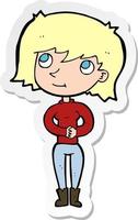 sticker of a cartoon friendly woman vector