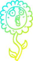 cold gradient line drawing cartoon shocked sunflower vector
