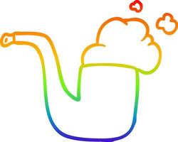 rainbow gradient line drawing old smoking pipe vector