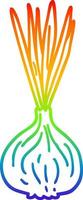 rainbow gradient line drawing cartoon sprouting onion vector