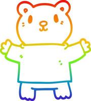 rainbow gradient line drawing cartoon teddy bear vector