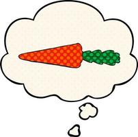 cartoon carrot and thought bubble in comic book style vector