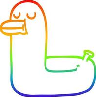 rainbow gradient line drawing cartoon yellow ring duck vector