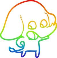 dibujo de línea de gradiente de arco iris lindo elefante de dibujos animados vector