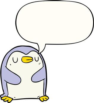 caricatura, pingüino, y, burbuja del discurso vector