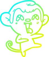 cold gradient line drawing crazy cartoon monkey vector