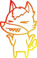 warm gradient line drawing angry wolf cartoon vector