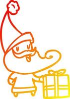 warm gradient line drawing santa claus vector