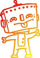 warm gradient line drawing cartoon robot vector