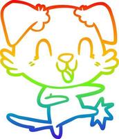 rainbow gradient line drawing laughing cartoon dog vector