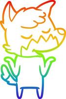 rainbow gradient line drawing friendly cartoon fox vector