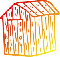 warm gradient line drawing cartoon wooden shed vector