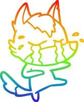 rainbow gradient line drawing cartoon crying wolf vector