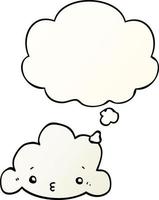 cartoon cloud and thought bubble in smooth gradient style vector