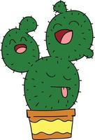 quirky hand drawn cartoon cactus vector