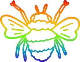 rainbow gradient line drawing cartoon bumble bee vector