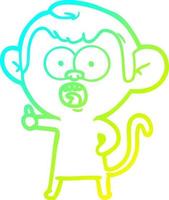 cold gradient line drawing cartoon shocked monkey vector