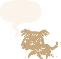 cartoon little dog and speech bubble in retro style vector