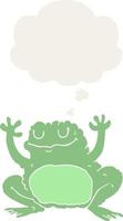 cartoon frog and thought bubble in retro style vector