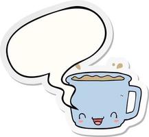 cartoon cup of coffee and speech bubble sticker