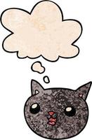 cartoon cat and thought bubble in grunge texture pattern style vector