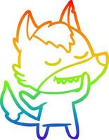 rainbow gradient line drawing friendly cartoon wolf vector