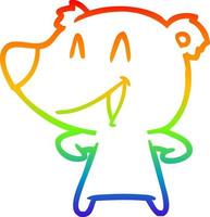 rainbow gradient line drawing laughing bear cartoon vector