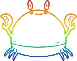 cangrejo de dibujos animados de dibujo de línea de gradiente de arco iris vector