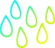 gotas de lluvia de dibujos animados de dibujo de línea de gradiente frío vector