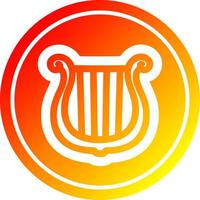 musical instrument harp circular in hot gradient spectrum vector