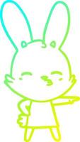 cold gradient line drawing curious bunny cartoon vector