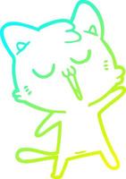 línea de gradiente frío dibujo gato de dibujos animados cantando vector