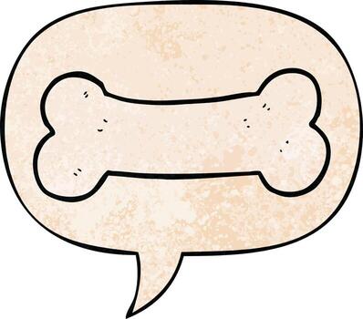 cartoon bone and speech bubble in retro texture style vector