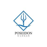 vector de diseño de tridente y plantilla de ilustración de icono de poseidón