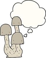 cartoon mushroom and thought bubble vector