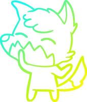 cold gradient line drawing cartoon fox vector