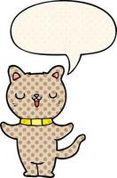 cartoon cat and speech bubble in comic book style vector