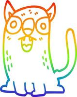 rainbow gradient line drawing cartoon funny cat vector