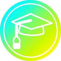 graduation cap circular in cold gradient spectrum vector