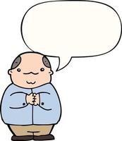 cartoon balding man and speech bubble vector