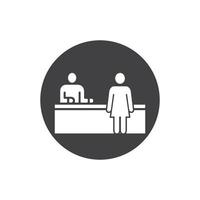 Registration desk vector , Customer service desk icon , Ticket  counter desk simple  illustration design