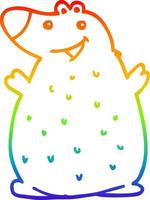 rainbow gradient line drawing cartoon happy bear vector