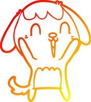 warm gradient line drawing cute cartoon dog crying vector