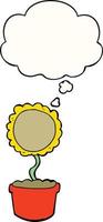 cute cartoon flower and thought bubble vector