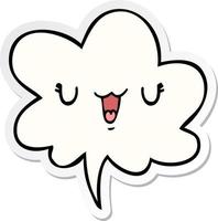 cute happy cartoon face and speech bubble sticker vector